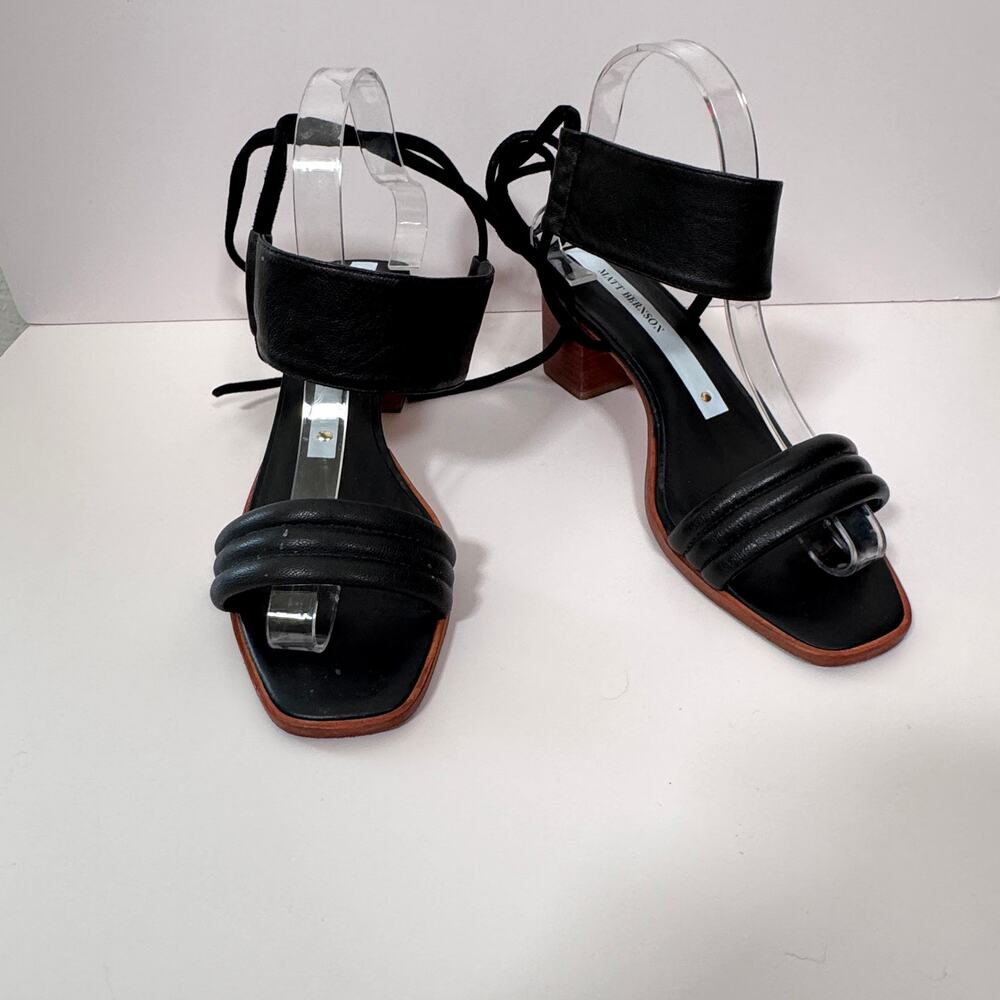 Matt Bernson Womens Ankle Strap Leather Sandals Size 7 Neutral Boho Black